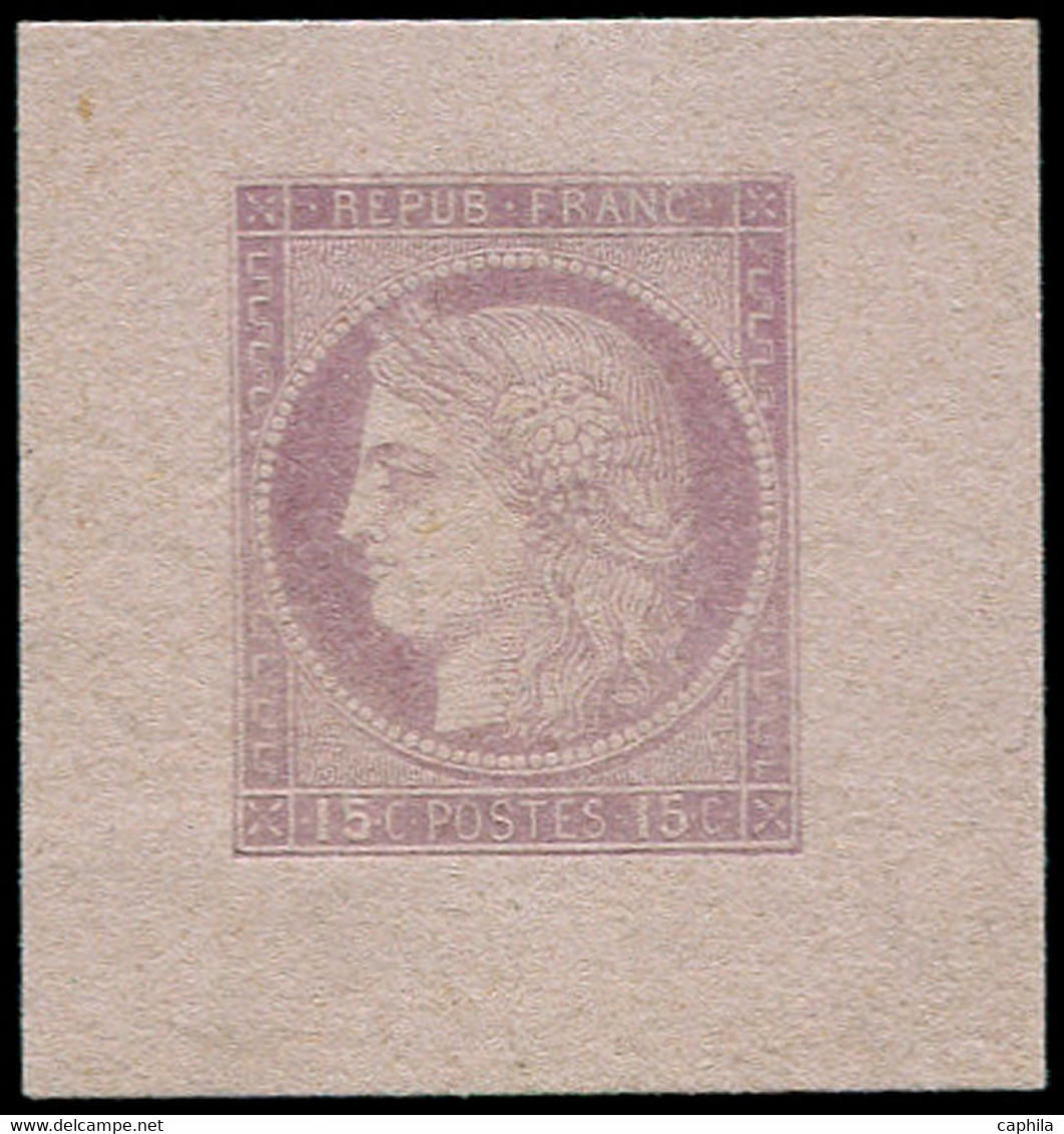 EPA FRANCE - Poste - 55, Petite épreuve En Violet Sur Gris: 15c. Cérès - 1871-1875 Cérès