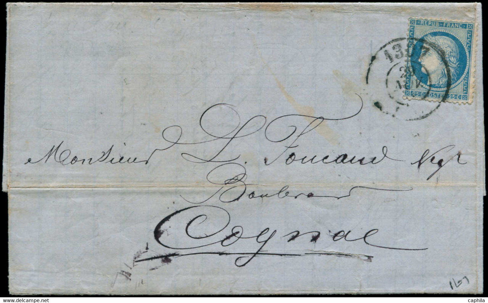 LET FRANCE - Poste - 60A, Sur Enveloppe, Cad Bureau De Passe "1307", Dijon (2 Dents Courtes) - 1849-1876: Klassieke Periode