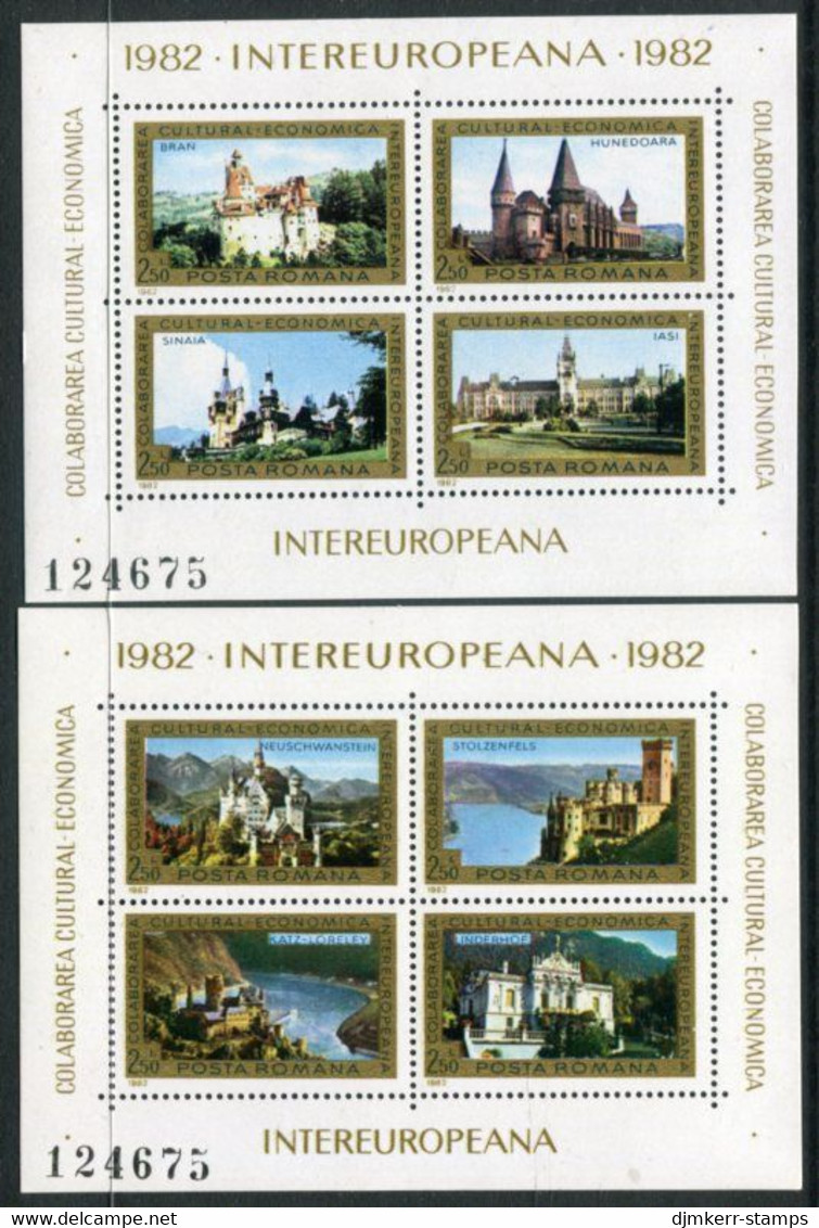 ROMANIA 1982 INTEREUROPA: Castles  Blocks MNH / ** .  Michel Blocks 186-187 - Blocs-feuillets