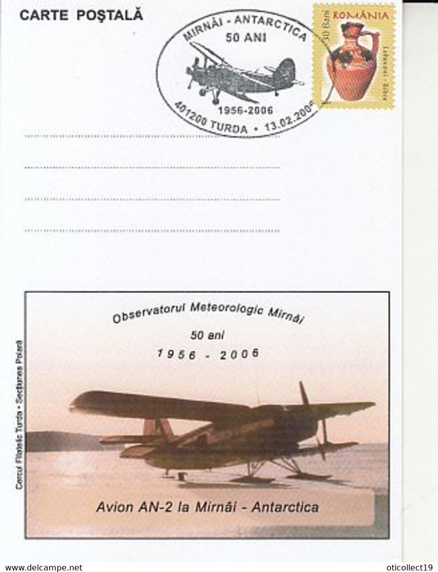 POLAR FLIGHTS, ANTONOV AN-2 PLANE AT MIRNY ANTARCTIC STATION, SPECIAL POSTCARD, 2006, ROMANIA - Polar Flights