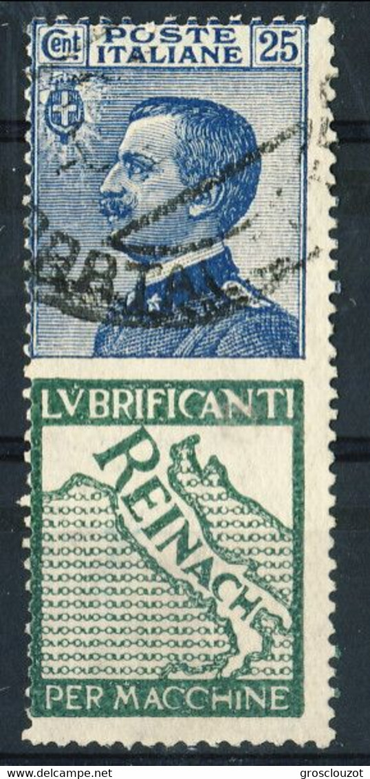 Pubblicitari 1924-25, Sassone N. 7, C. 25 Azzurro E Verde, Usato, Cat. €130 - Pubblicitari