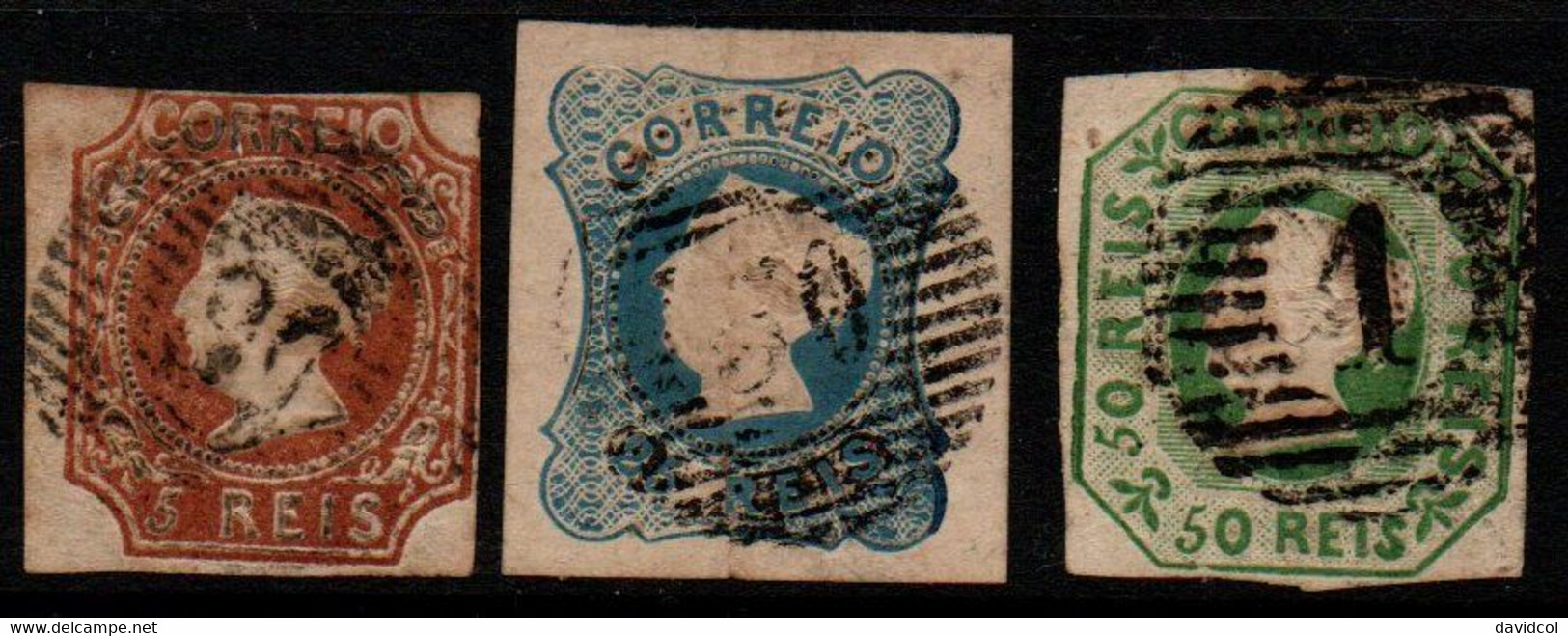 PORT003- PORTUGAL - QUEEN MARIA. SC#:1-3. USED. SCV (2005):USD$ 1744.00 - Used Stamps