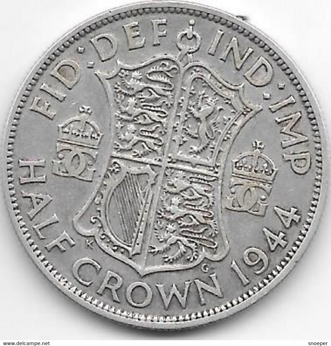 *great Britain 1/2 Crown   1944  Km 856    Vf - K. 1/2 Crown