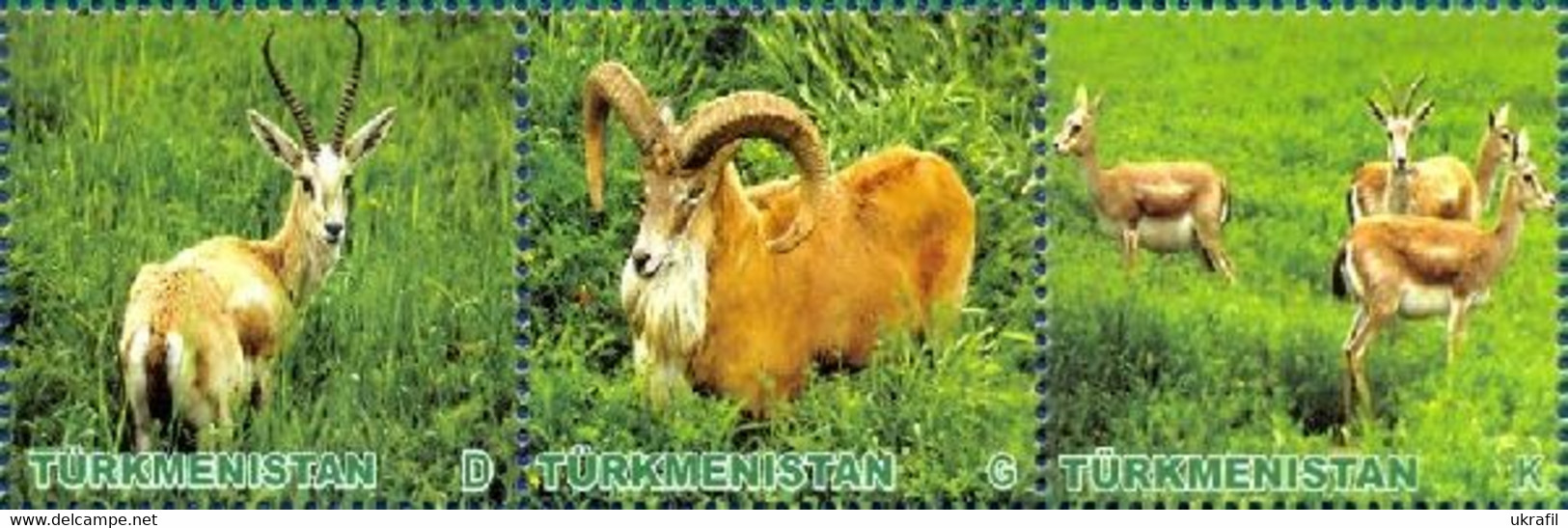 Turkmenistan 2009, Fauna, 3v In Strip - Turkmenistán