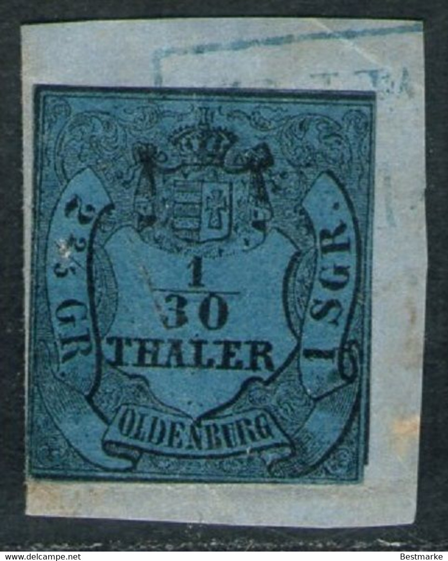 SCHWEI Auf 1/10 Thaler Blau - Oldenburg Nr. 2 III - Briefstück - Oldenbourg