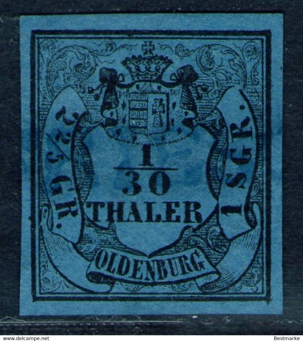 Blauer Einzeiler FRIESOYTHE Auf 1/10 Thaler Blau - Oldenburg Nr. 2 I - Tadellos - Oldenburg