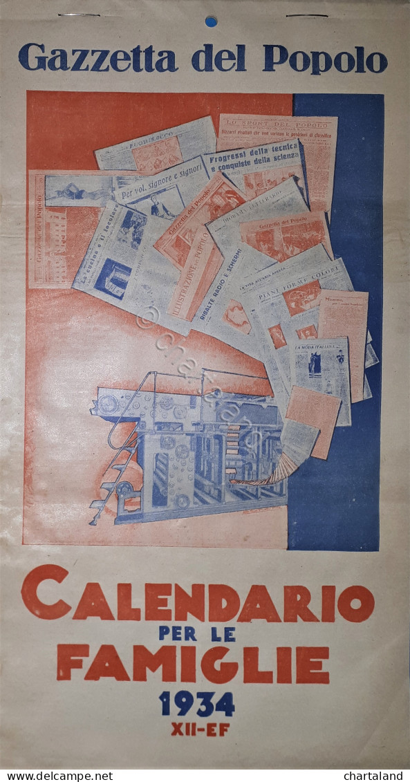 Gazzetta Del Popolo - Calendario Per Le Famiglie - 1934 - Autres & Non Classés