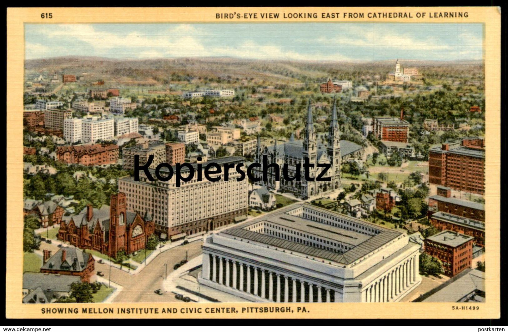 ALTE POSTKARTE PITTSBURGH PA BIRD'S EYE VIEW SHOWING MELLON INSTITUTE AND CIVIC CENTER Postcard Cpa Ansichtskarte - Pittsburgh