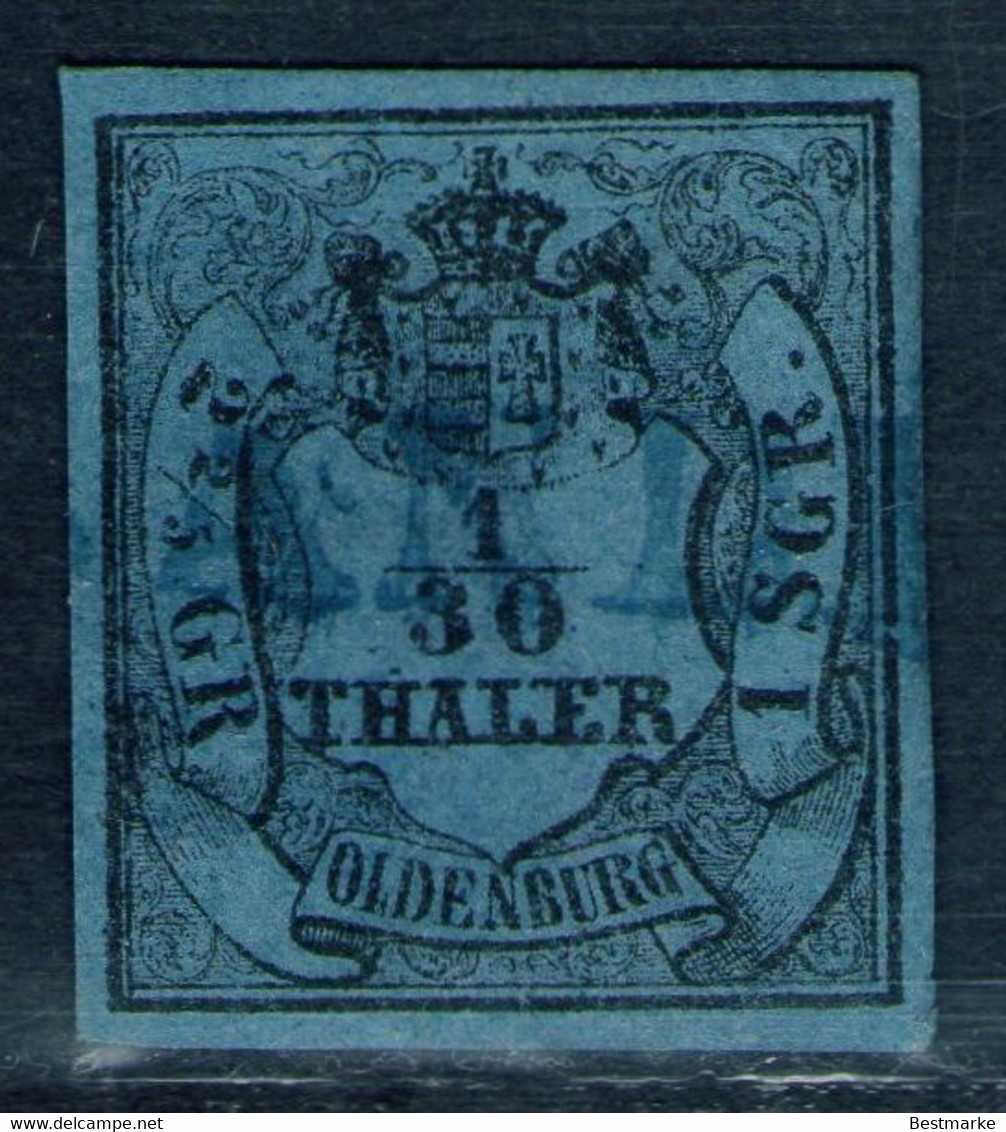 Blauer Einzeiler SANDE Auf 1/10 Thaler Blau - Oldenburg Nr. 2 III - Tadellos - Oldenburg