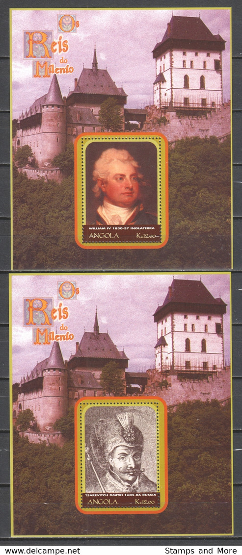 Angola 2000 Kleinbogen Mi 1603-1606 + Blocks 89-90 MNH - MONARCHS OF THE WORLD - Angola