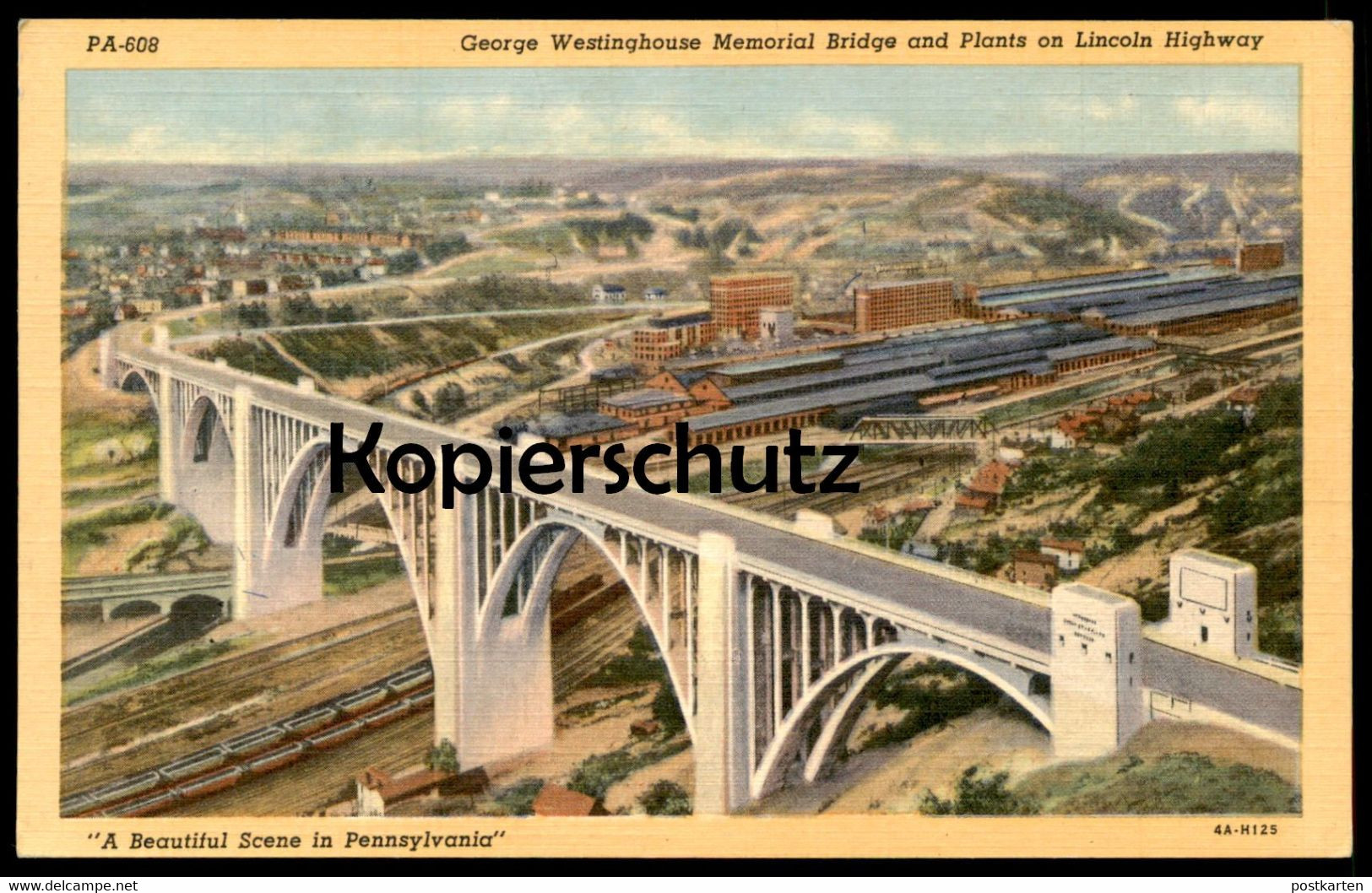 ALTE POSTKARTE PITTSBURGH PA GEORGE WESTINGHOUSE MEMORIAL BRIDGE AND PLANTS ON LINCOLN HIGHWAY Postcard Ansichtskarte - Pittsburgh