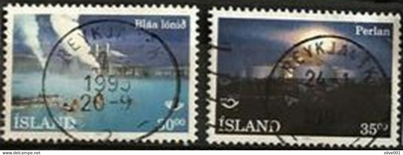 Islande Paysages De Nuit Blue Lagon  1990 ???  2 Tp Obli - Otros & Sin Clasificación