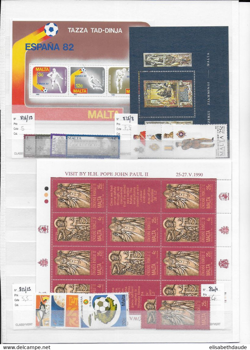 MALTE - 1975/93 - COLLECTION Sur 4 PAGES - ** MNH - COTE YVERT = ENV. 300 EURO - Malta