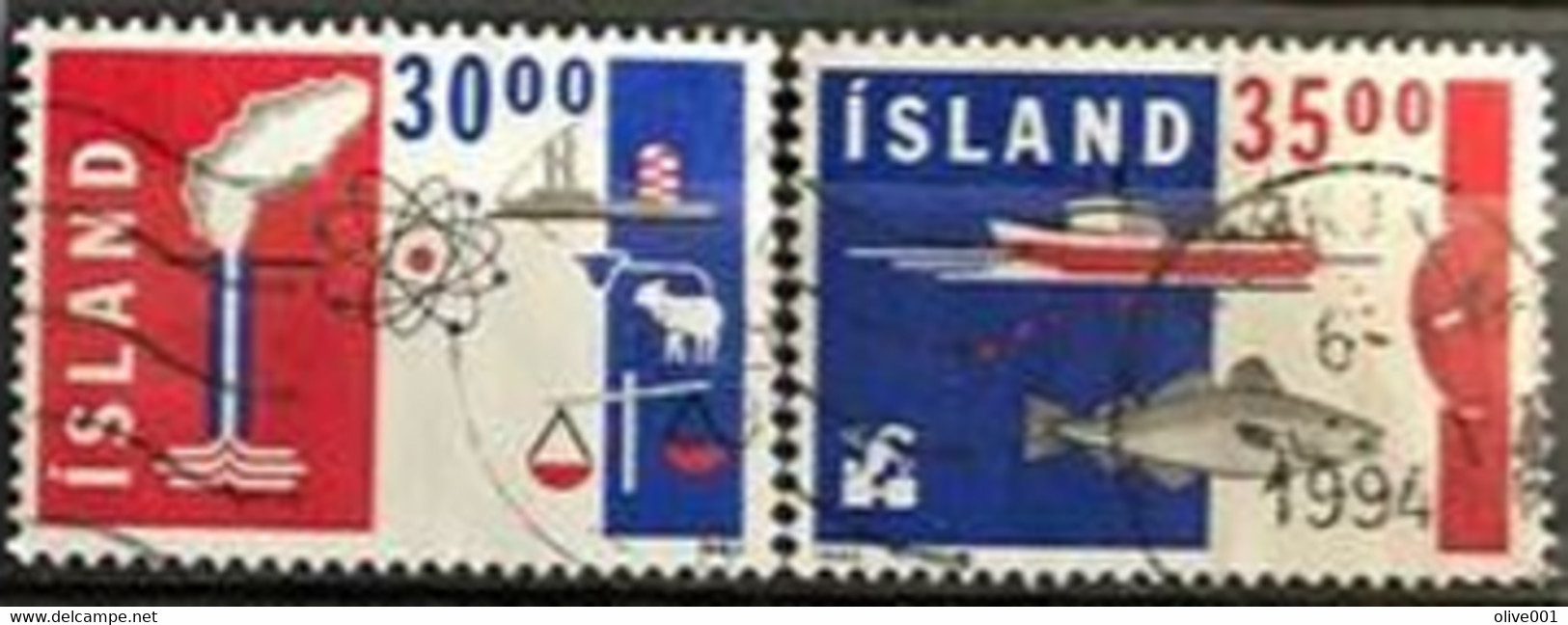 Islande Industrie Communication Etc.  1990 ???  2 Tp Obli - Other & Unclassified