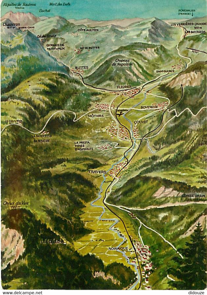 Suisse - NE Neuchâtel - Val De Travers - Carte Géographique - CPM - Carte Neuve - Voir Scans Recto-Verso - Neuchâtel