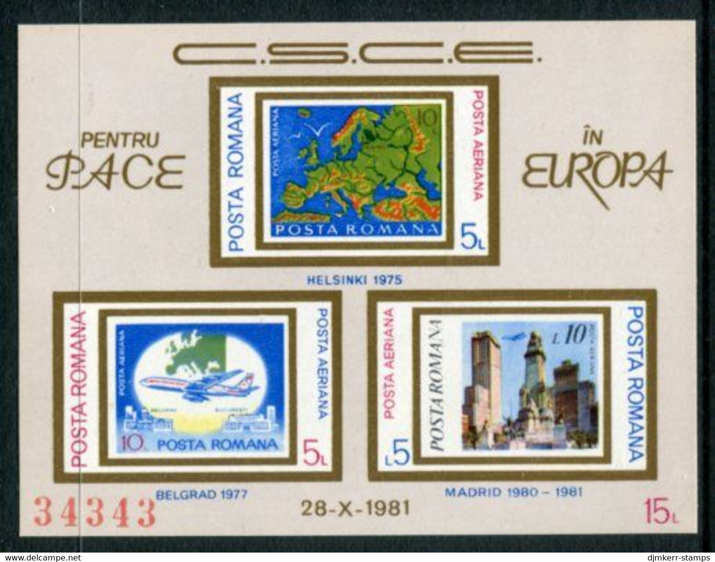 ROMANIA 1981 European Security Conference Block MNH / ** .  Michel Block 183 - Nuevos
