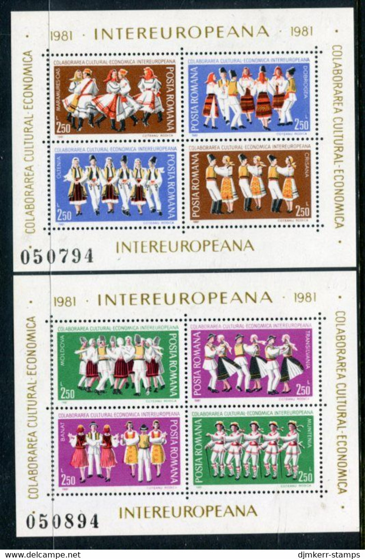 ROMANIA 1981 INTEREUROPA: Folk Dances Blocks MNH / ** .  Michel Blocks 178-79 - Ungebraucht