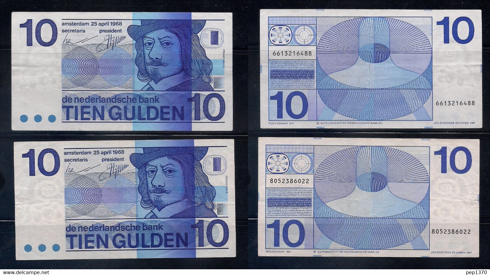 HOLANDA . NETHERLANS - PAREJA DE BILLETES DE 10 GULDEN DEL AÑO 1968 - 10 Gulden