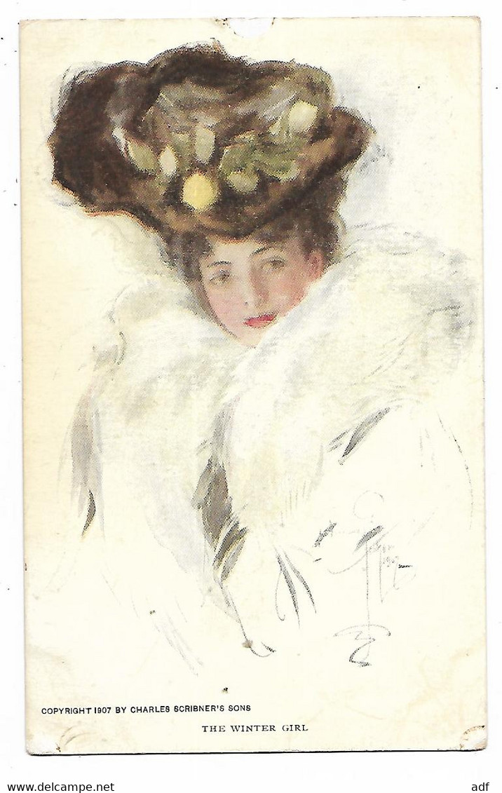 CPA ILLUSTRATION, " THE WINTER GIRL ", PORTRAIT FEMME D'APRES HARRISON FISHER, COPYRIGHT BY CHARLES SCRIBNER'S SONS - Fisher, Harrison