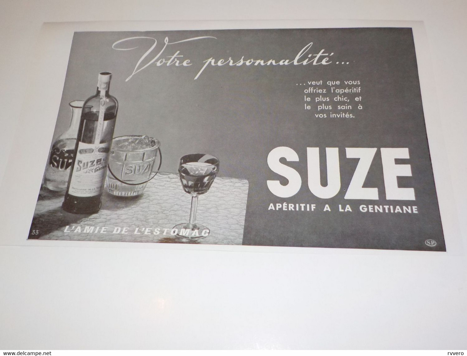 ANCIENNE PUBLICITE VOTRE PERSONNALITE SUZE  1939 - Alcohols