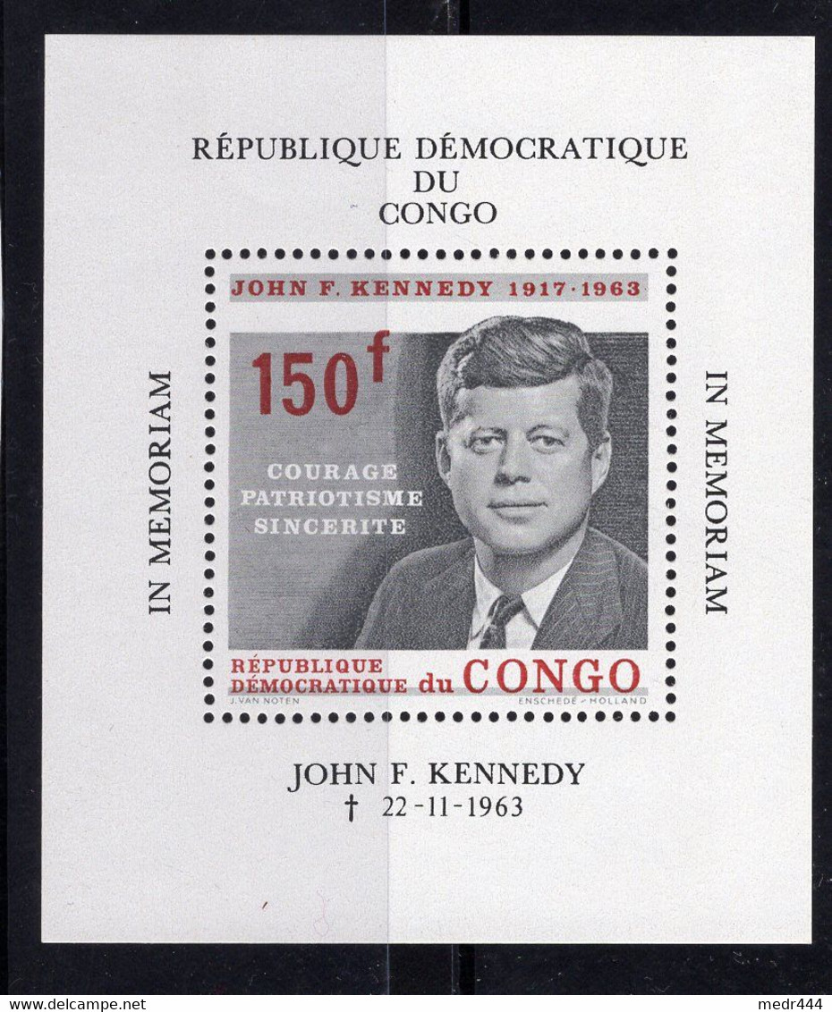 Democtratic Republic Of Congo/Congo 1963 - John F. Kennedy - Souvenir Sheet - MNH** - Excellent Quality - Sammlungen