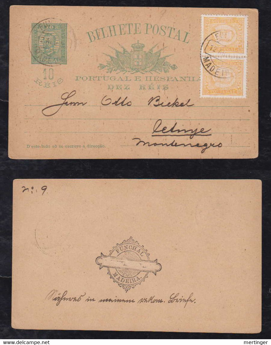 Portugal FUNCHAL 1895 Uprated Stationery Postcard MADEIRA To Cetinje Montenegro - Funchal