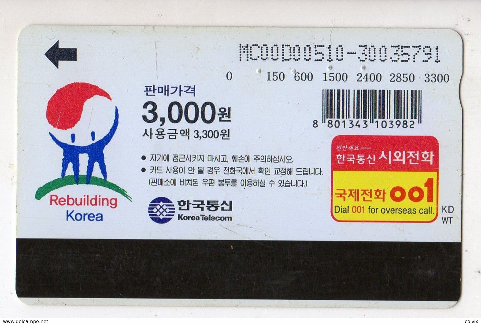 COREE Du SUD TELECARTE PRIVE KOREA TELECOM  PERROQUET - Pappagalli