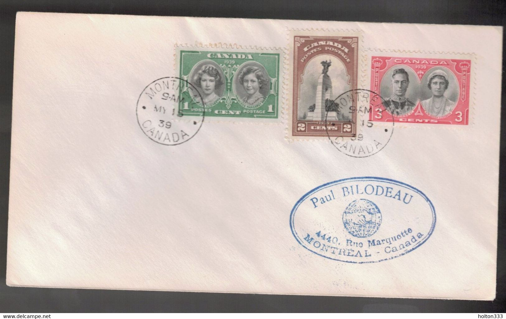 CANADA FDC Scott # 246-8 - Royal Visit 1939 - No Cachet - ....-1951