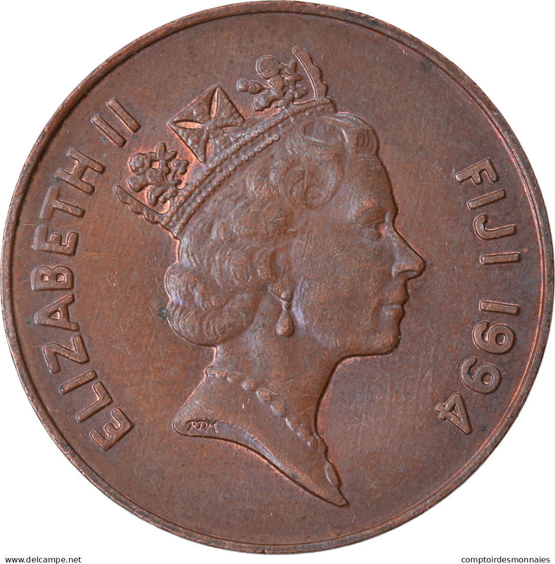 Monnaie, Fiji, Elizabeth II, 2 Cents, 1994, TTB, Copper Plated Zinc, KM:50a - Fidji