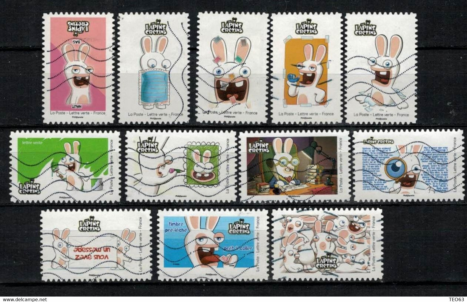 New Série Complète 12 TIMBRES 2020 LAPINS CRETINS - Usati