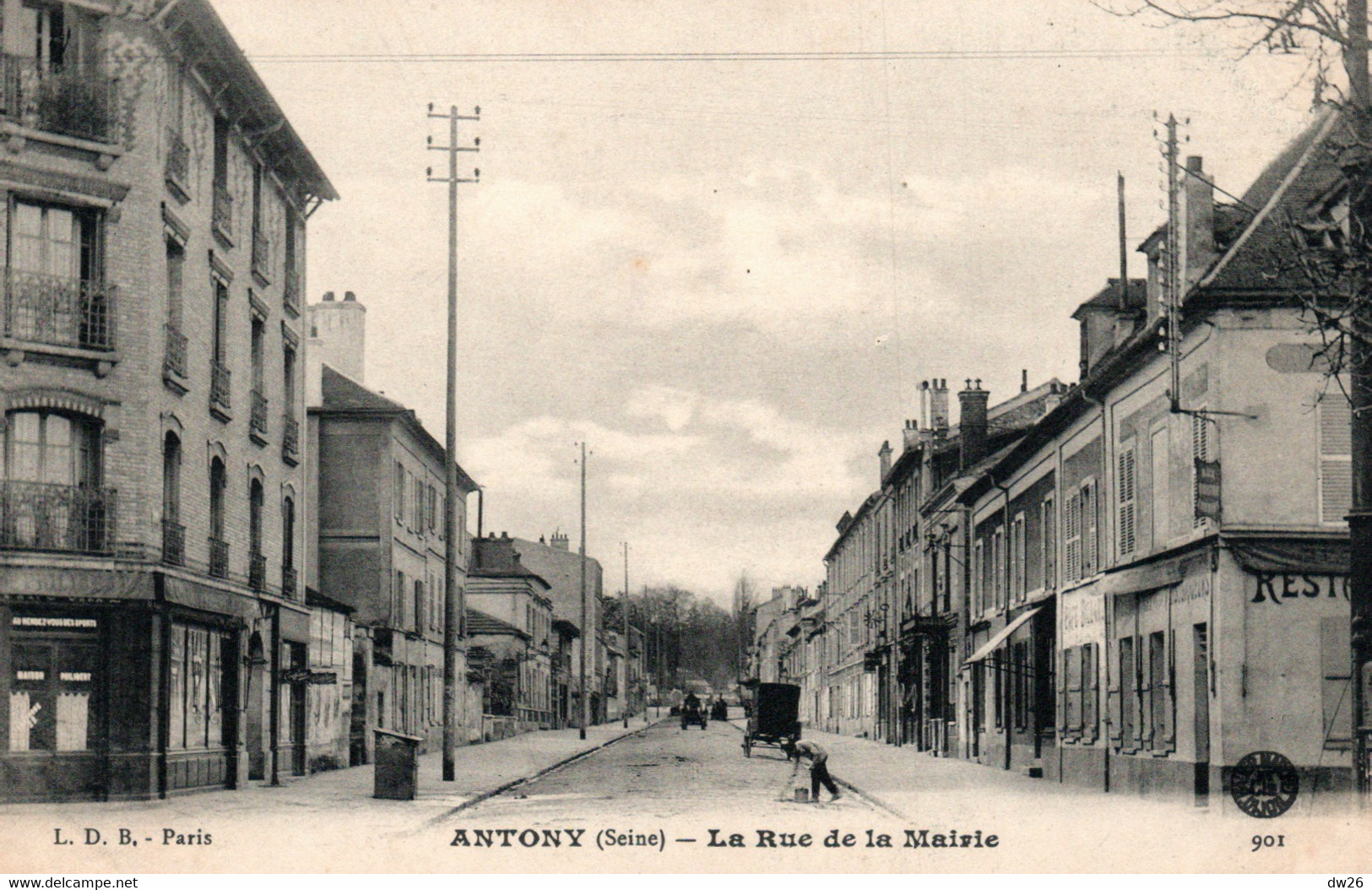 Antony (Seine) La Rue De La Mairie, Restaurant - Edition L.D.B. Paris - Carte N° 901 Non Circulée - Antony