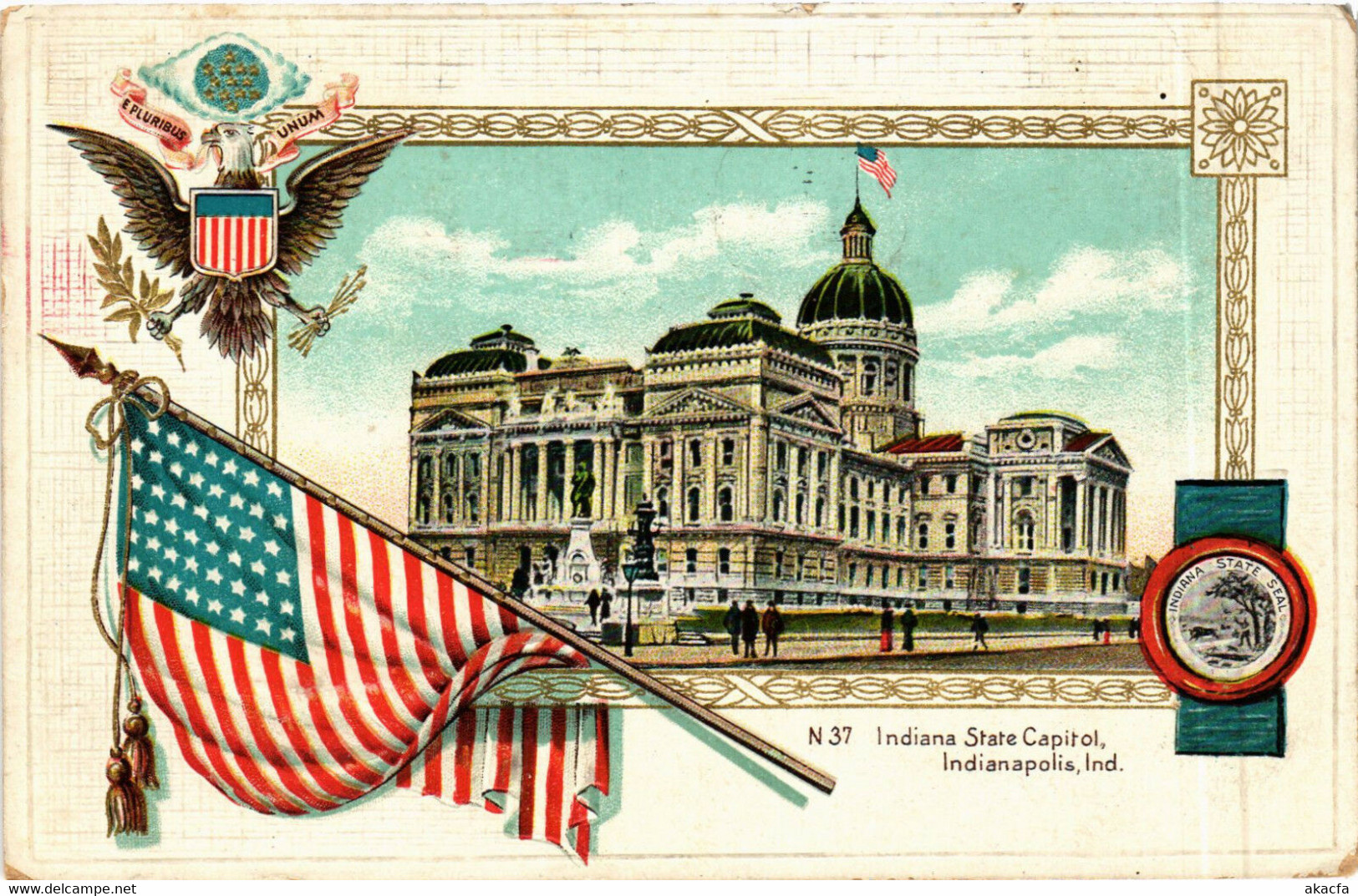 PC CPA US, IN, INDIANAPOLIS, STATE CAPITOL, EMBOSSED LITHO POSTCARD (b6529) - Indianapolis