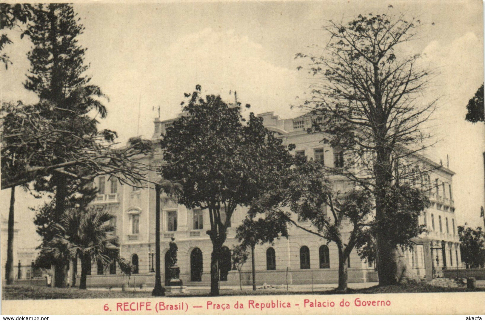 PC CPA BRAZIL, RECIFE, PRACA DE REPUBLICA, PALACIO, VINTAGE POSTCARD (b8160) - Recife