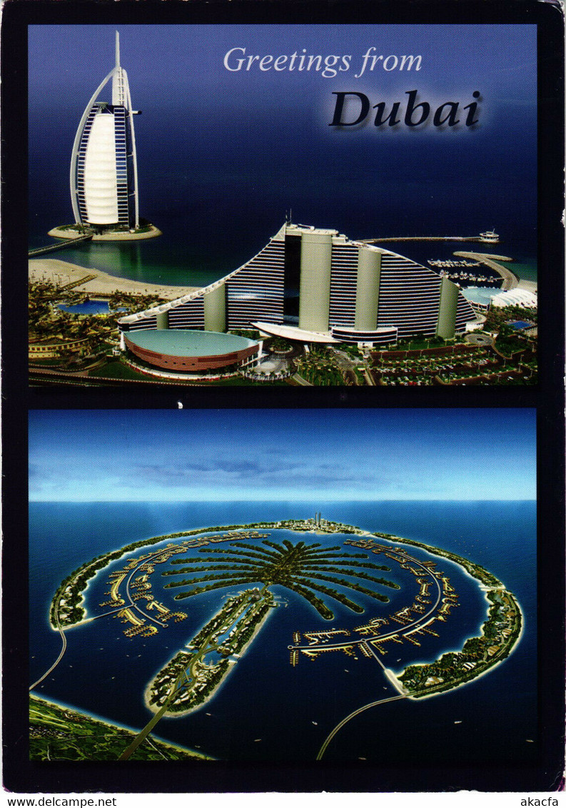 PC CPA U.A.E. DUBAI BURJ AL ARAB JUMEIRAH PALM ISL REAL PHOTO POSTCARD (b16374) - United Arab Emirates