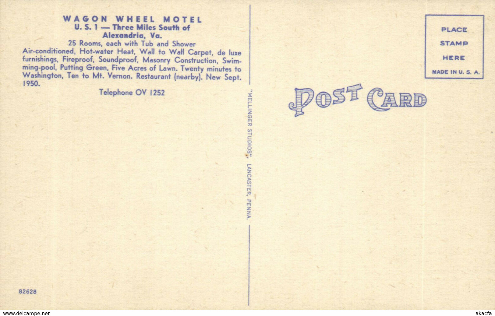 PC CPA US, VA, ALEXANDRIA, WAGON WHEEL MOTEL, Vintage Postcard (b17106) - Alexandria