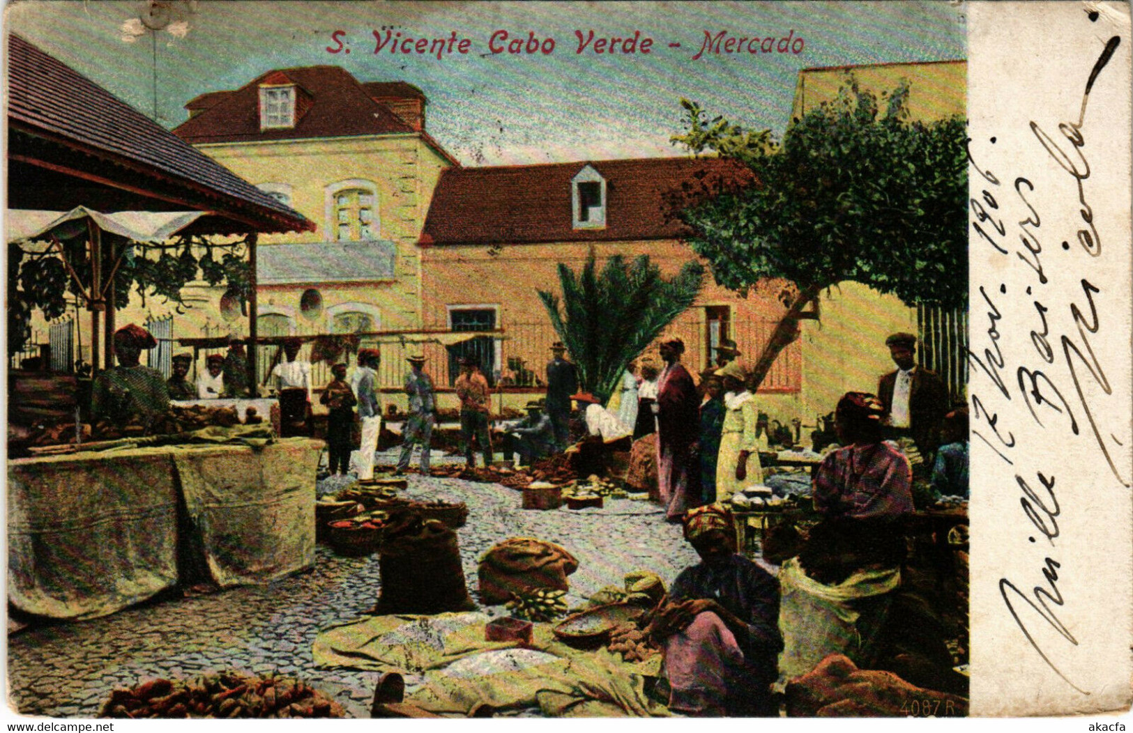 PC CPA CAPE VERDE / PORTUGAL, S. VICENTE, MERCADO, VINTAGE POSTCARD (b13367) - Cap Vert