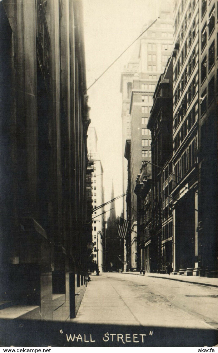 PC CPA U.S. NEW YORK CITY, WALL STREET, VINTAGE REAL PHOTO POSTCARD (b4513) - Wall Street