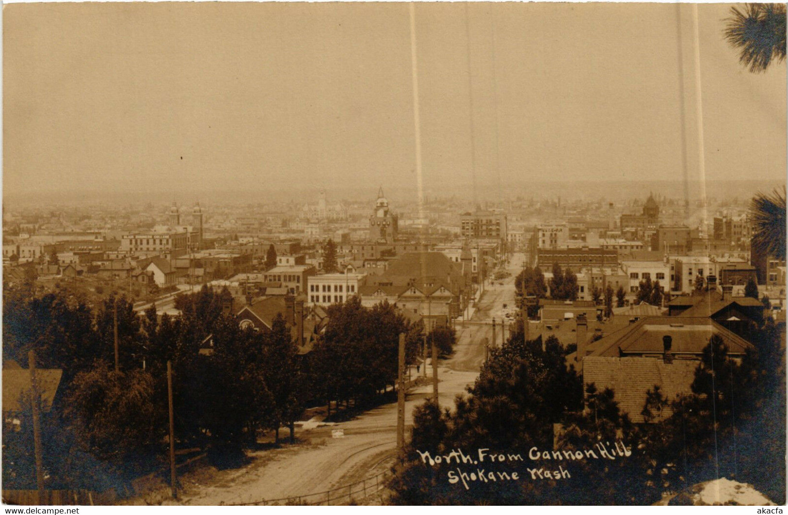 PC CPA US, WASHINGTON, SPOKANE, VIEW FROM NORTH, REAL PHOTO POSTCARD (b6380) - Spokane