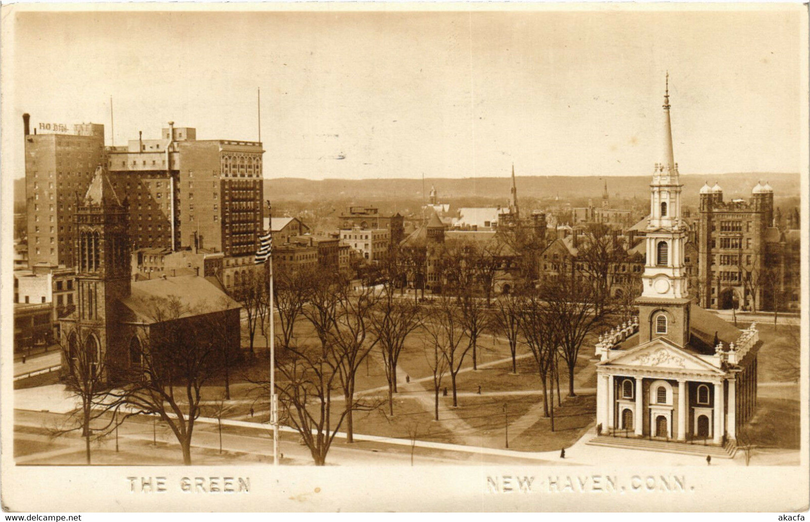 PC CPA US, CT, NEW HEAVEN, THE GREEN 1916, VINTAGE REAL PHOTO POSTCARD (b6755) - New Haven