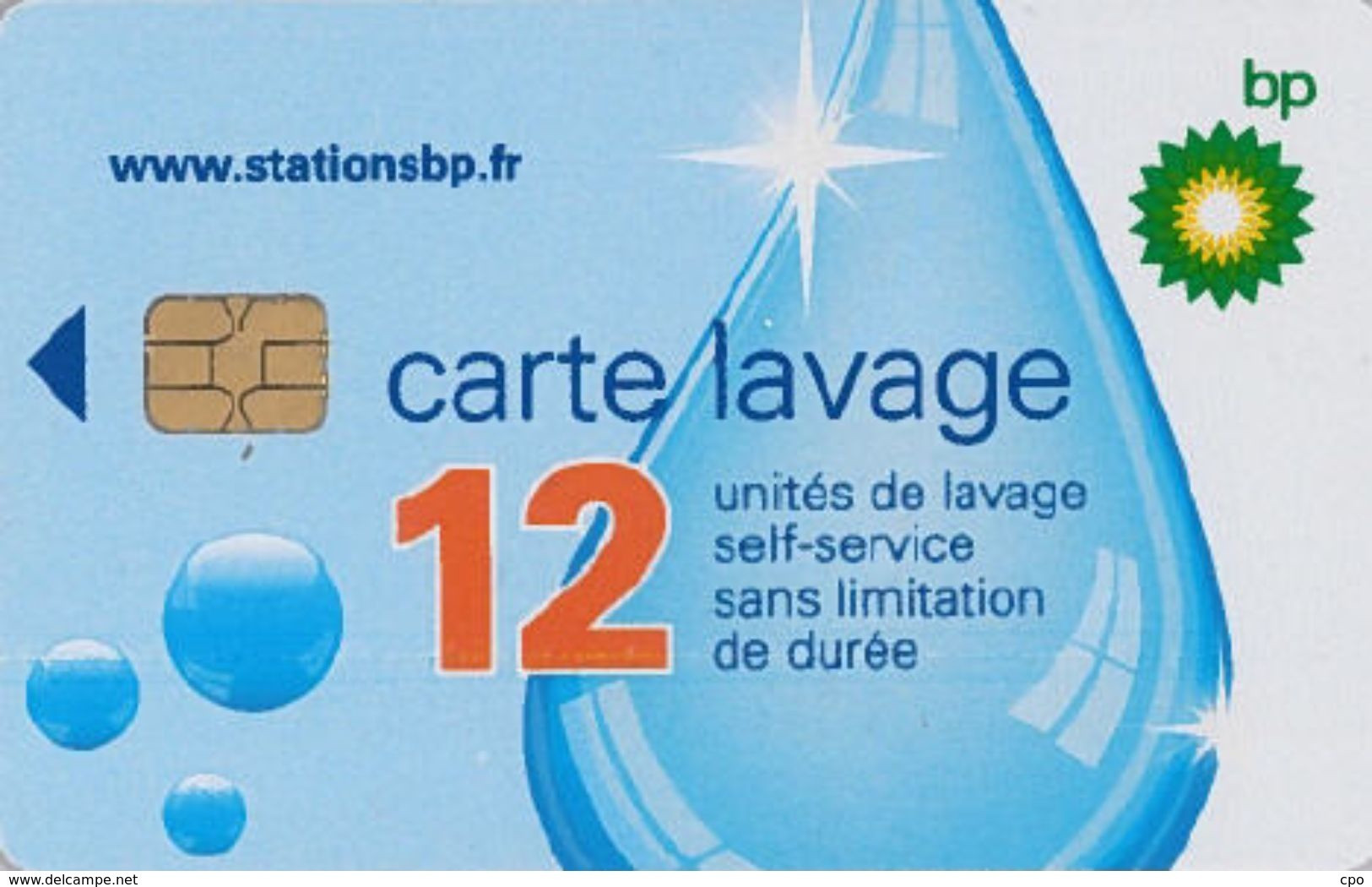 # Carte A Puce Portemonnaie  Lavage BP - Goutte - 12u Puce1? - Tres Bon Etat - - Lavage Auto