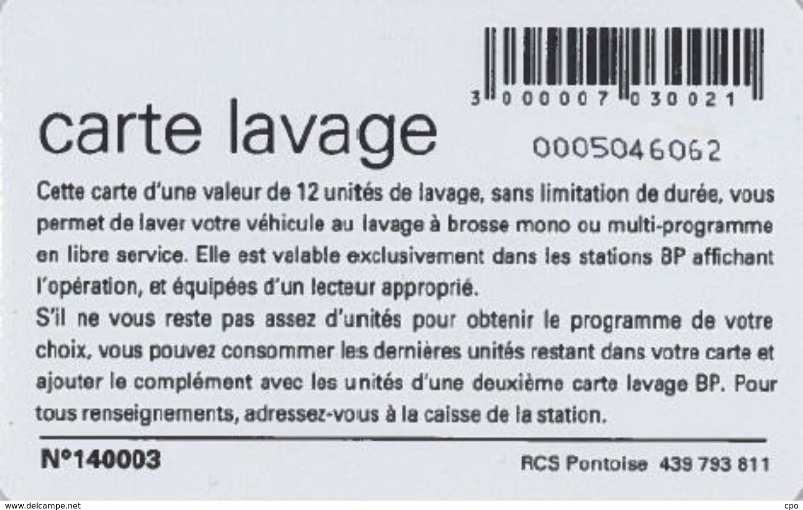 # Carte A Puce Portemonnaie  Lavage BP - Goutte - 12u Puce1? - Tres Bon Etat - - Car Wash Cards