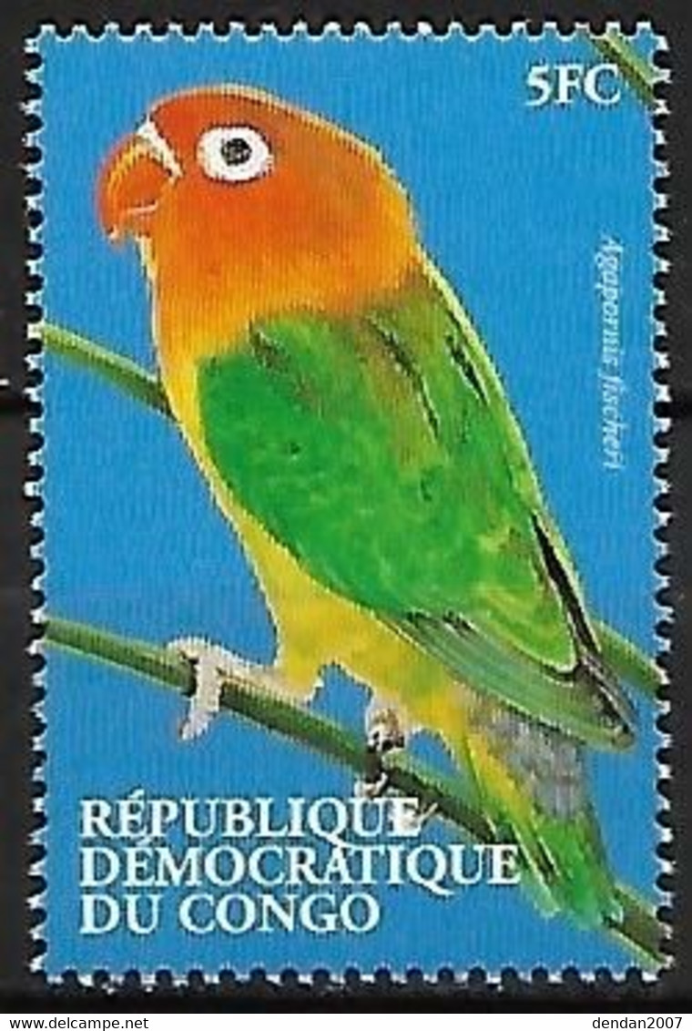 Congo Kinshasa ( République Democratique)  MNH ** 2000 :   Fischer's Lovebird  -  Agapornis Fischeri - Papegaaien, Parkieten