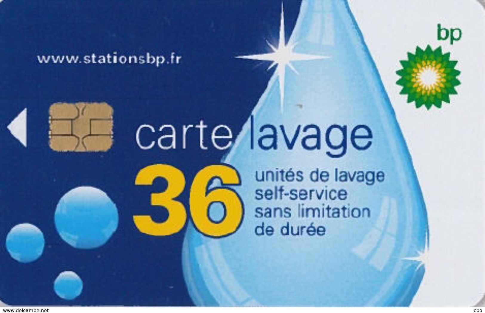 # Carte A Puce Portemonnaie  Lavage BP - Goutte - 36u Puce2? - Tres Bon Etat - - Car Wash Cards