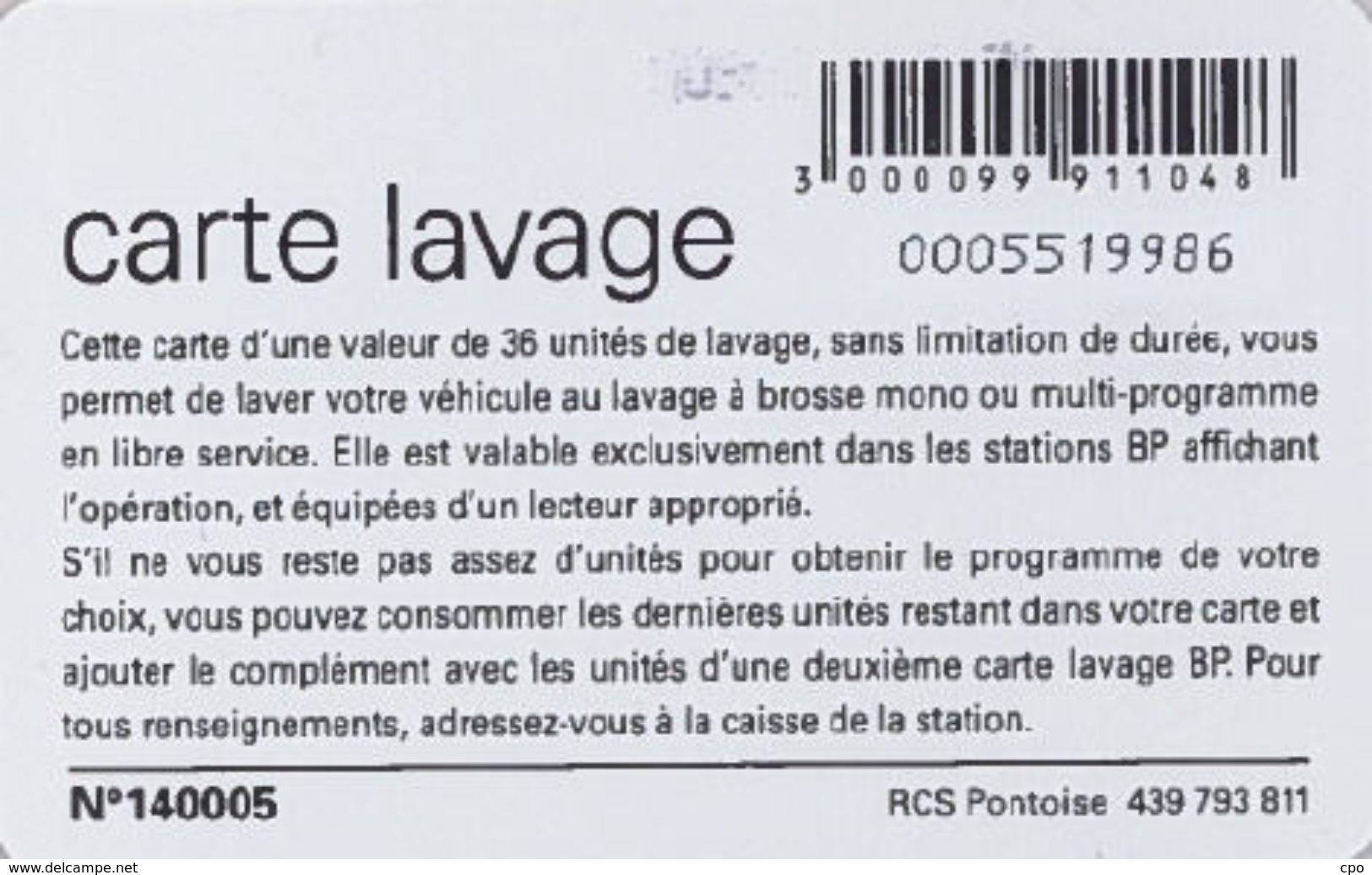 # Carte A Puce Portemonnaie  Lavage BP - Goutte - 36u Puce2? - Tres Bon Etat - - Car-wash