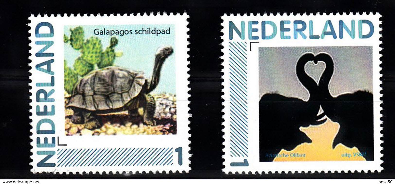 Nederland Persoonlijke Zegels:animals: Galapagos Schilpad, Olifant, Turtle, Elephant - Unused Stamps