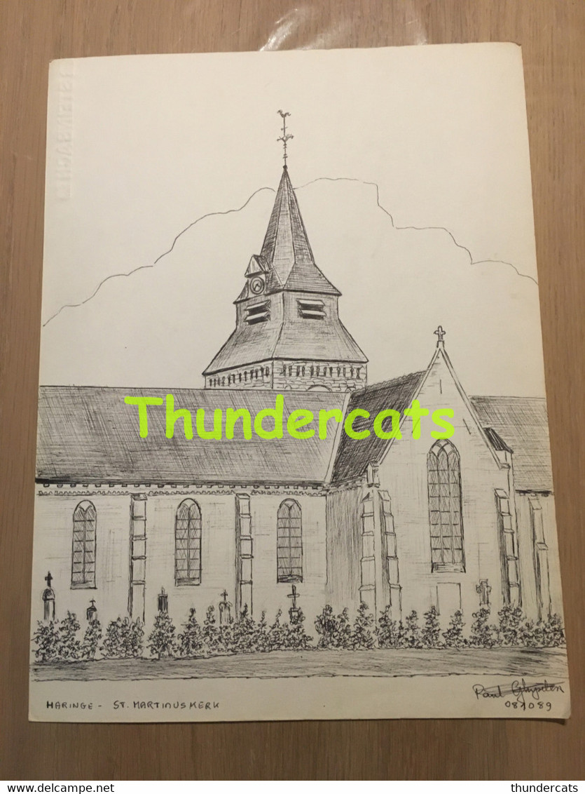 ORIGINELE GROTE TEKENING DOOR PAUL GHYSELEN GHIJSELEN 1989 HARINGE ST MARTINUSKERK - Dessins