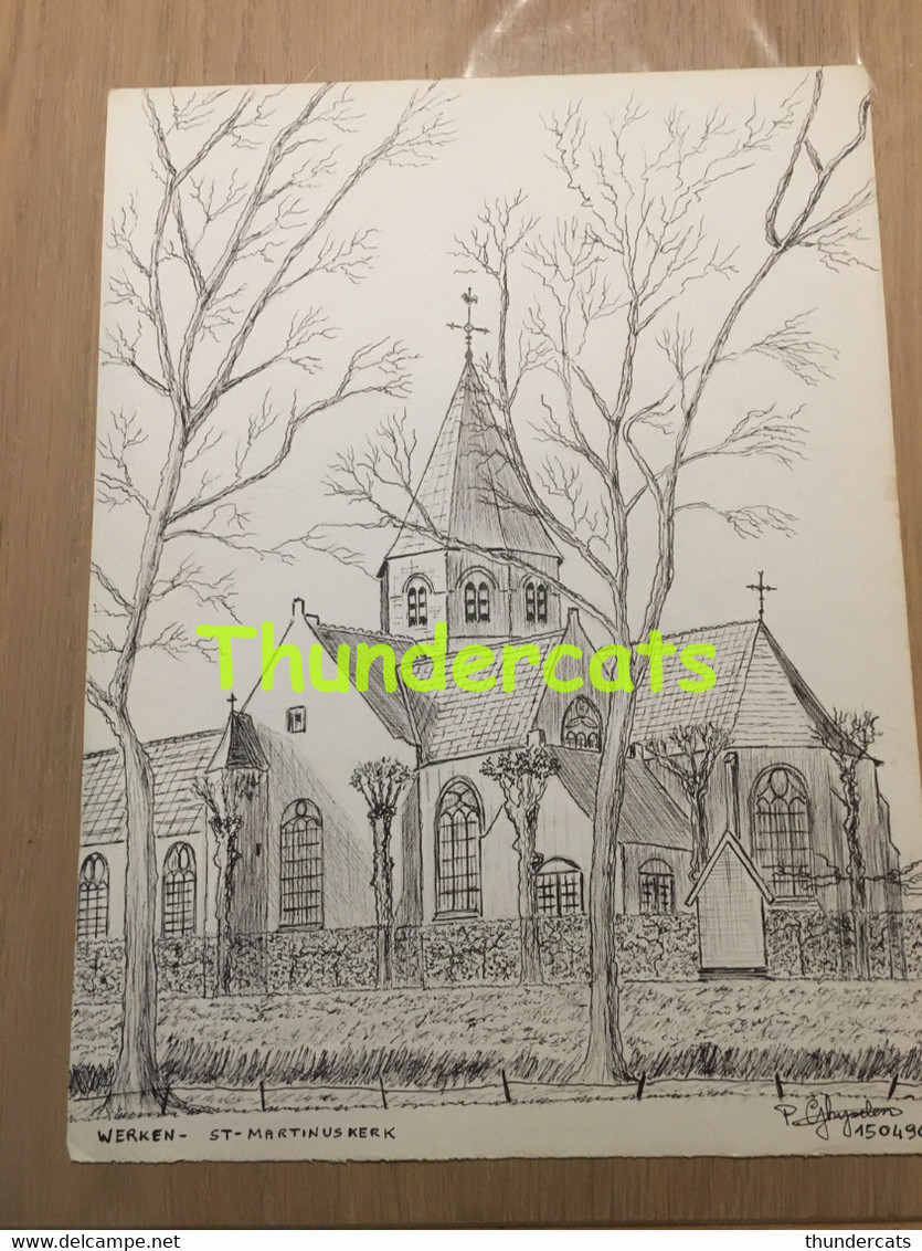 ORIGINELE GROTE TEKENING DOOR PAUL GHYSELEN GHIJSELEN 1990 WERKEN ST MARTINUSKERK - Dessins