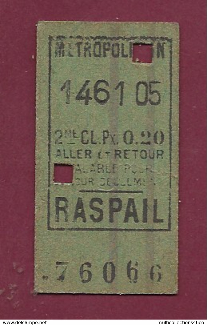 171020 - TICKET METROPOLITAIN 146105 2me CL Px 0.20 RASPAIL 76066 - Europa