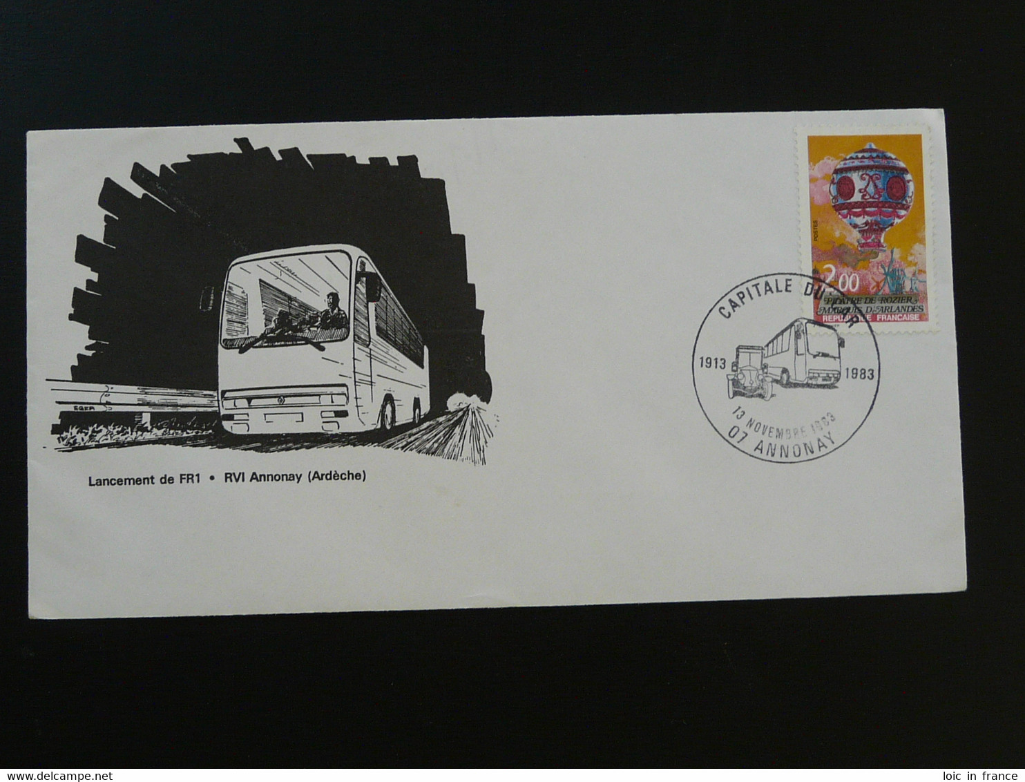 Lettre Cover Lancement Autocar Renault FR1 Annonay 07 Ardèche 1983 - Busses