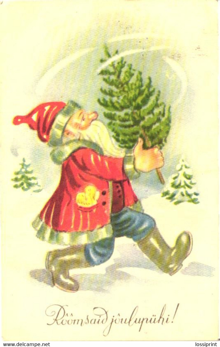 Santa Claus With Christmas Tree, Pre 1940 - Santa Claus